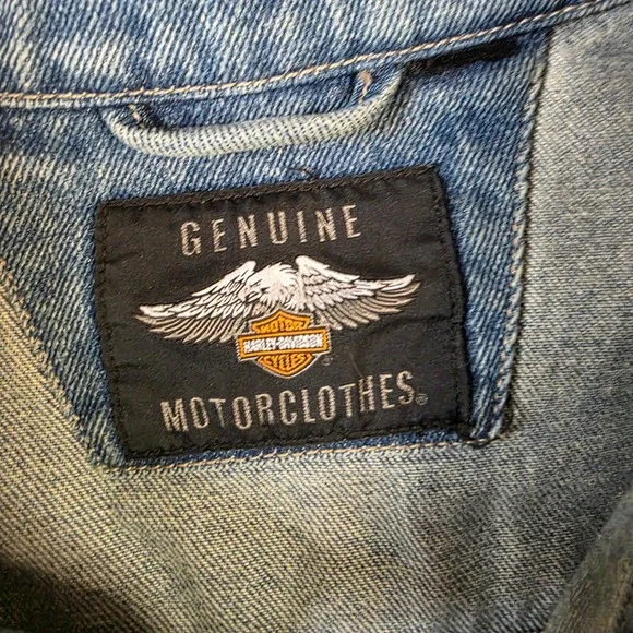 Harley-Davidson Denim Jacket 3XL Big & Tall Blue Jean Trucker Embroidered Logo - Picture 3 of 11